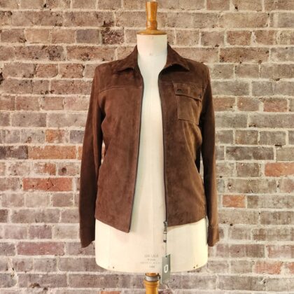 Urbbana One Pocket Trucker Suede Leather Jacket Camel #69186