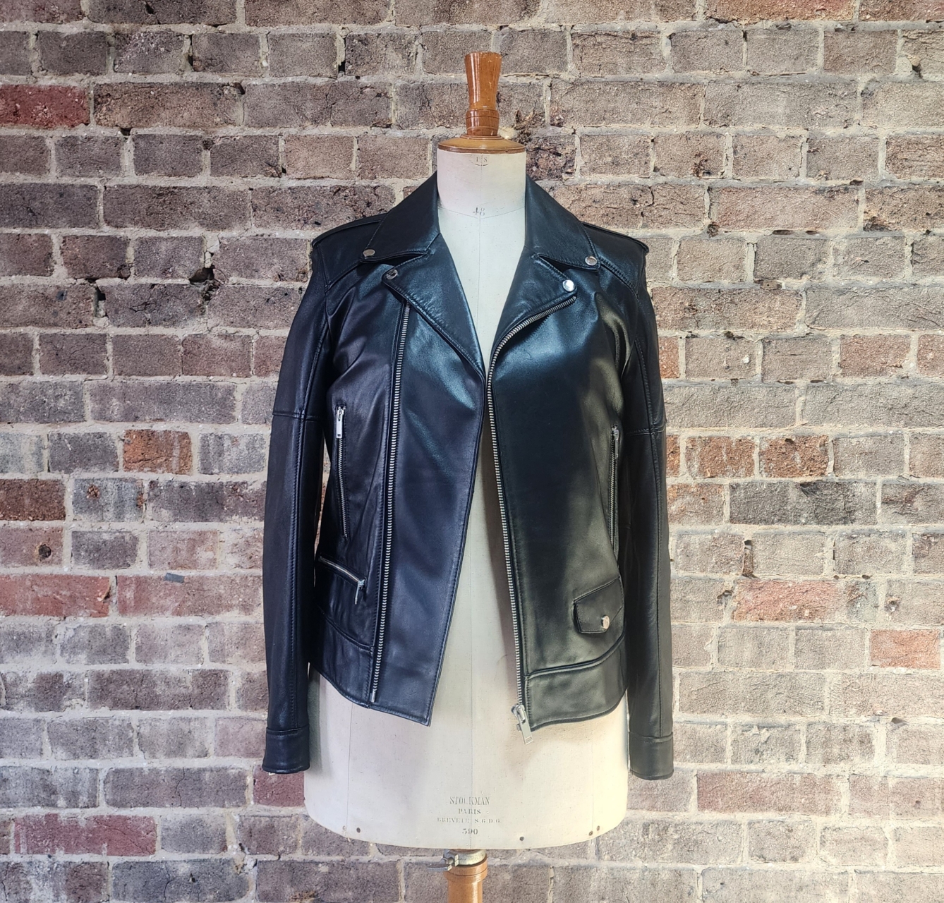 Urbbana Biker Lambskin Leather Jacket Black Size Small RRP $1495 #69188