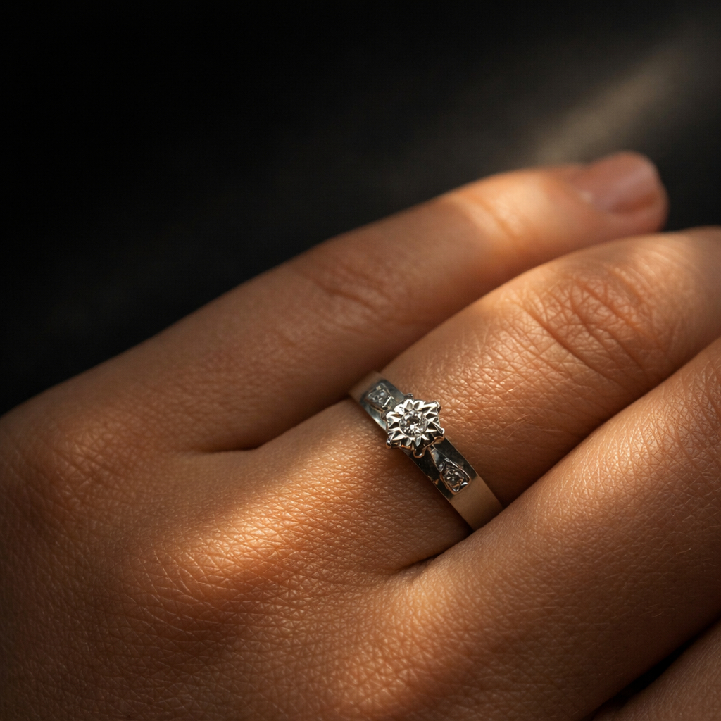 Vintage 18ct White Gold Diamond Ring Size M Hallmarked 750 #1058 - Image 2