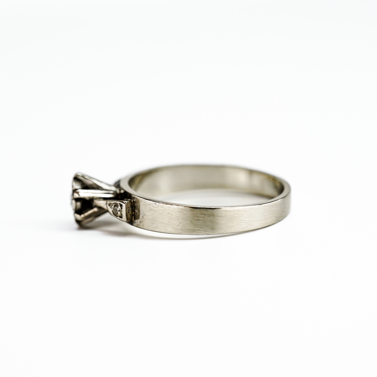 Vintage 18ct White Gold Diamond Ring Size M Hallmarked 750 #1058 - Image 7