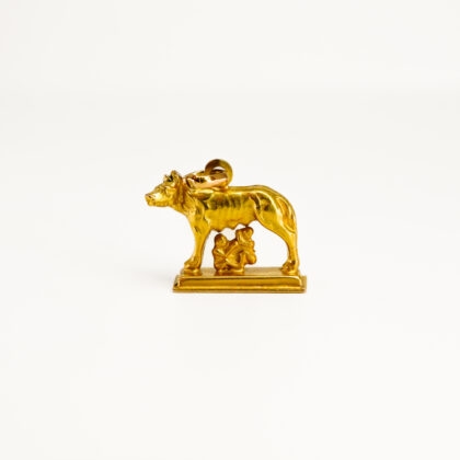 Vintage 18ct Yellow Gold Romulus & Remus Wolf Rome Pendant Charm #69378