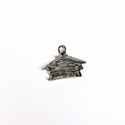 Vintage Solid Silver Log Cabin Travel Charm 22mm #62246