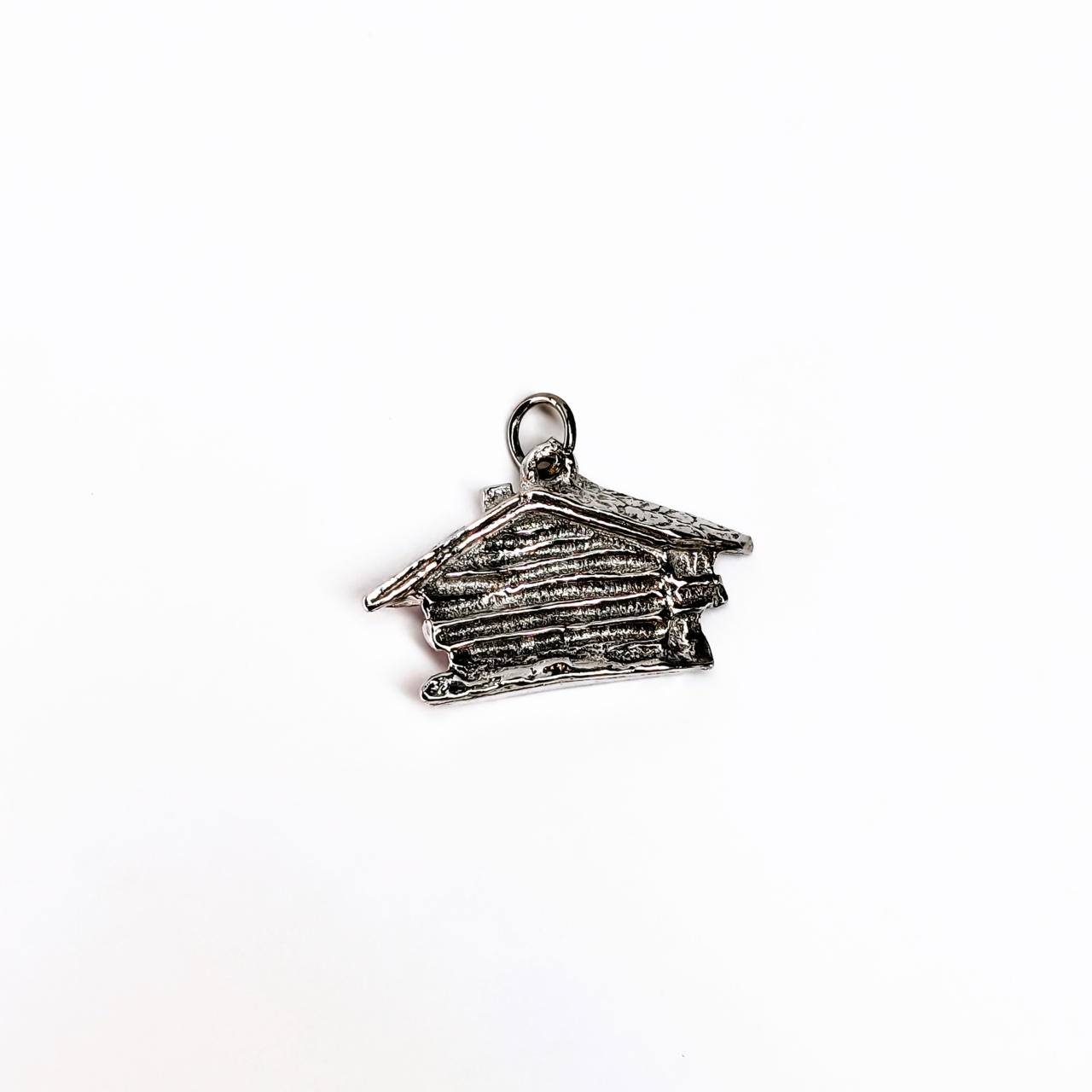 Vintage Solid Silver Log Cabin Travel Charm 22mm #62246