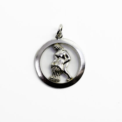 Vintage Sterling Silver Aquarius Star Sign Pendant #63902