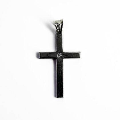 Vintage Sterling Silver CZ Cross Pendant #68653