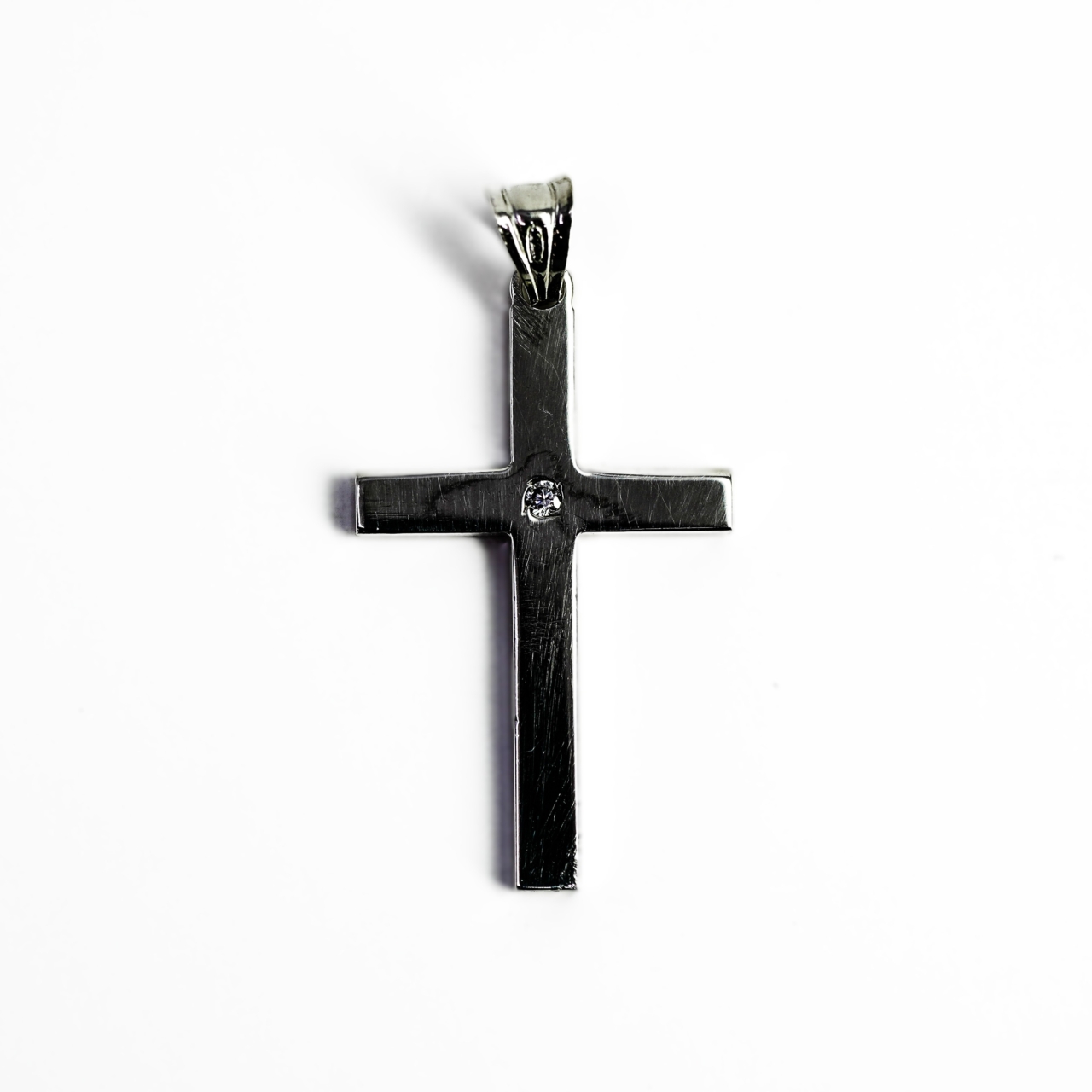 Vintage Sterling Silver CZ Cross Pendant #68653