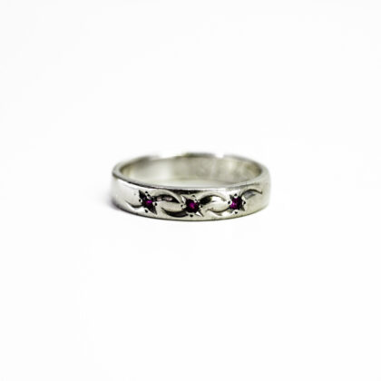 Monty's Vintage Sterling Silver Ruby Ring Band #68262