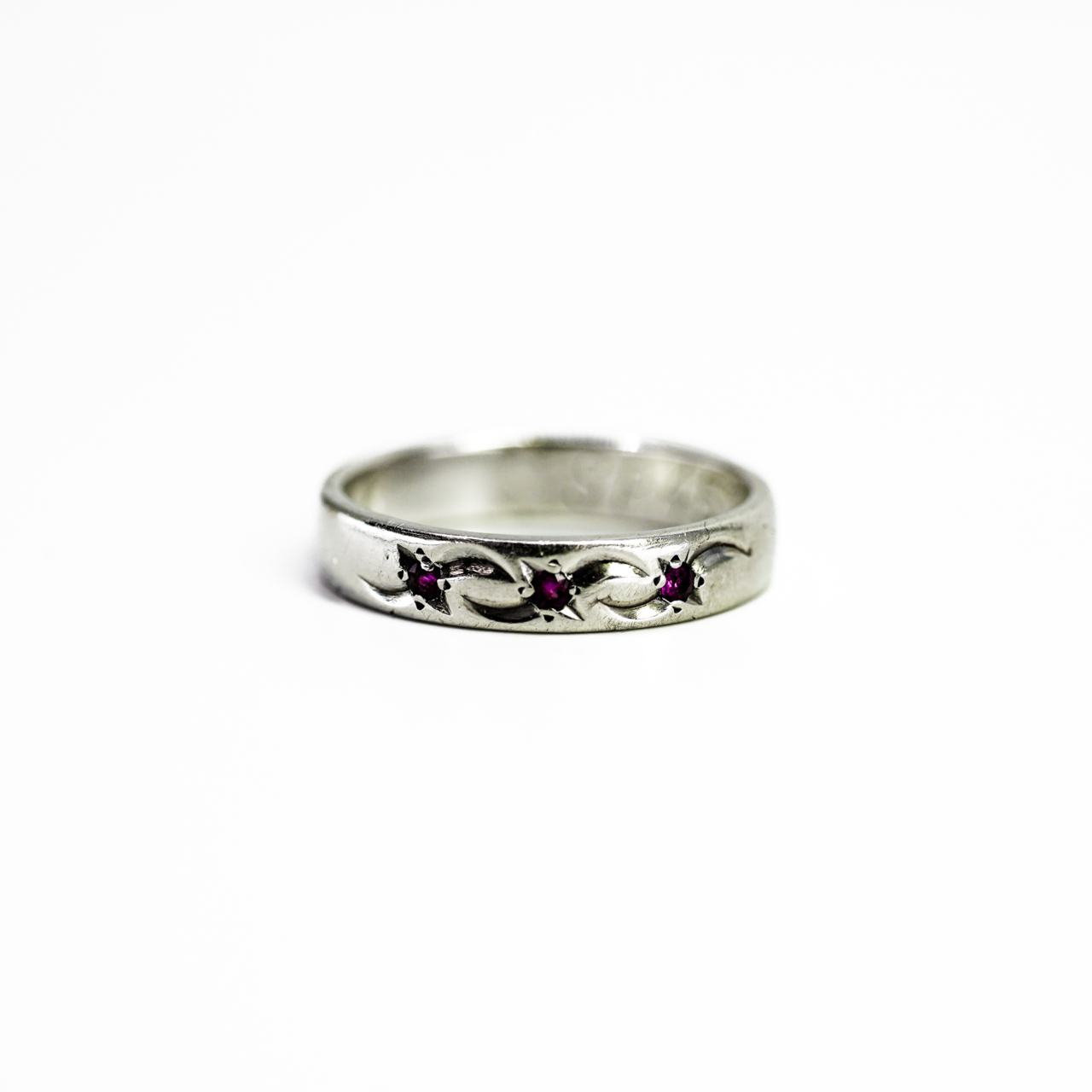 Vintage Sterling Silver Ruby Ring Band #68262