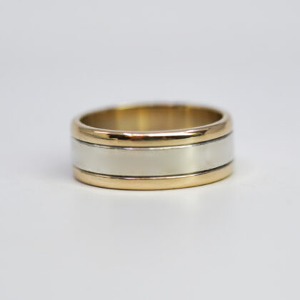 Monty's 10ct 6.8mm Yellow and White Gold Ring Band Size M #69703
