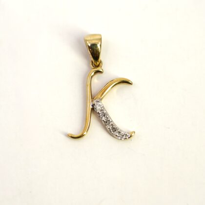 10ct Yellow Gold Diamond Letter K Pendant #69913