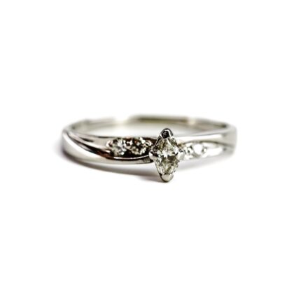 14ct White Gold Marquise Diamond Ring Size M #69893