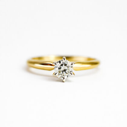 14ct Yellow Gold 0.46ct Diamond Solitaire Ring Size N Valued $3080 #3699