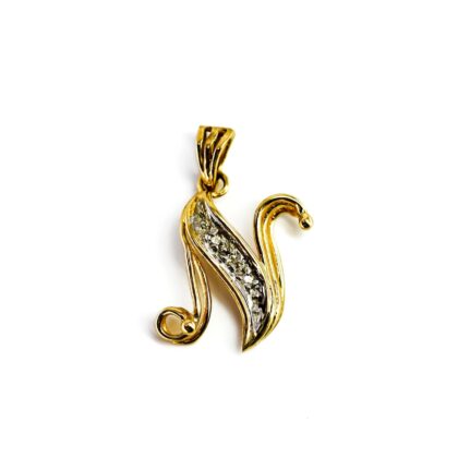 14ct Yellow Gold Letter N Diamond Pendant #69400