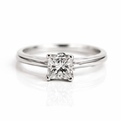 18ct White Gold 0.45ct Princess Cut Ring Size I Valued $3950 #910713