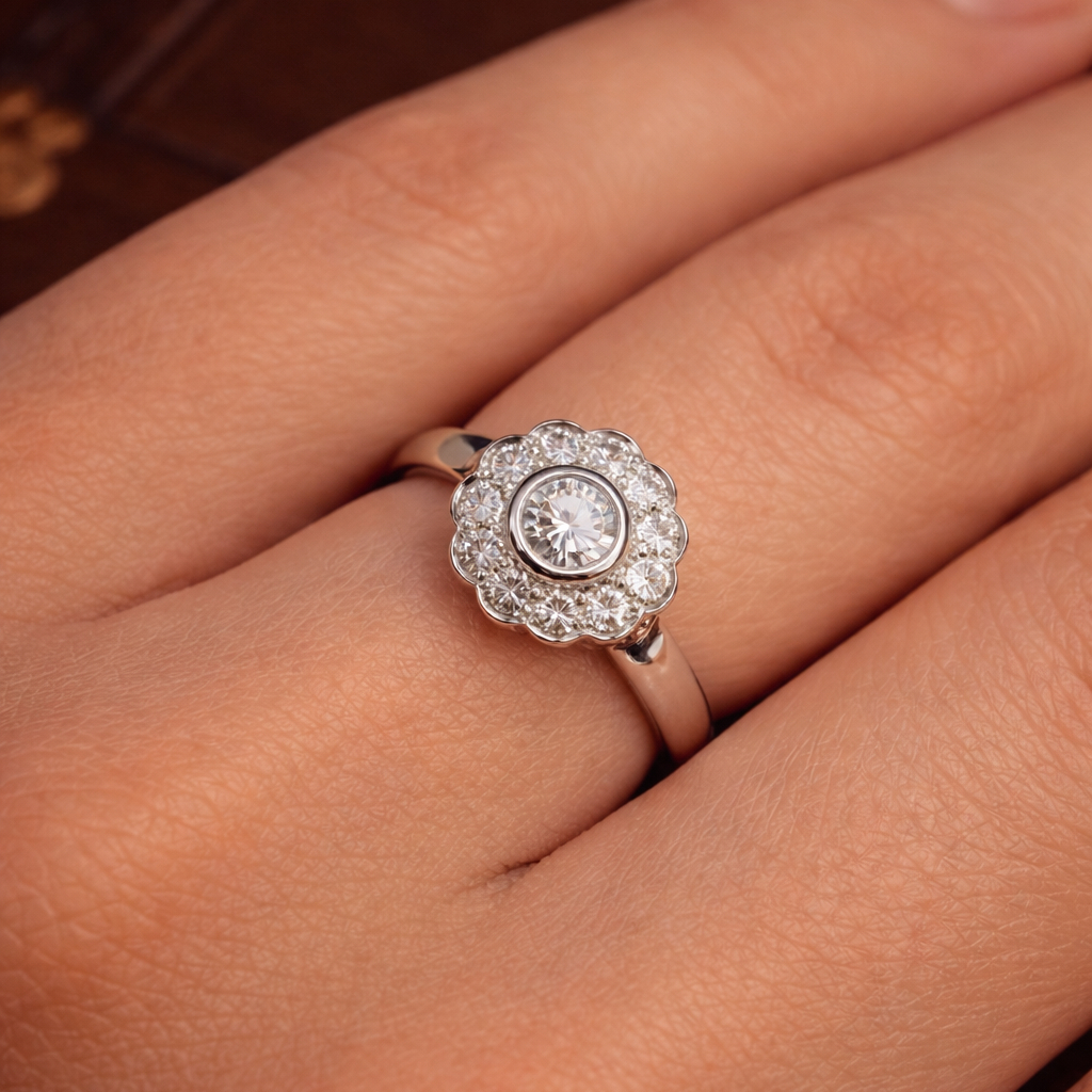 18ct White Gold 0.57ct Diamond Flower Cluster Ring Size O½ #69327 18ct White Gold 0.57ct Diamond Flower Cluster Ring Size O½ #69327 - Image 2