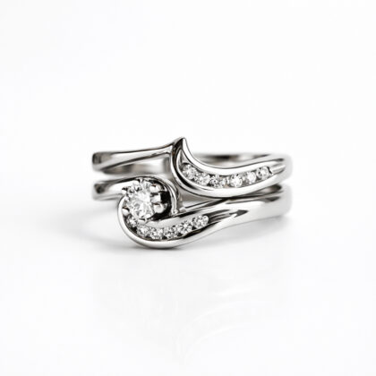 18ct White Gold Diamond Ring Bridal Set Size L #30452