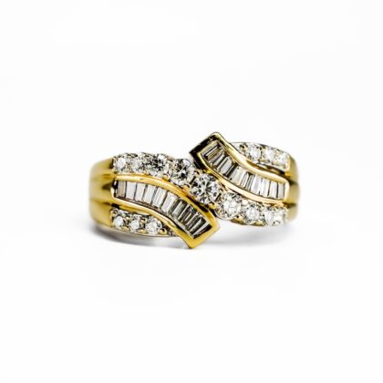 18ct Yellow Gold 1.04ct Diamond Crossover Ring G VS With Valuation $9250 #68789