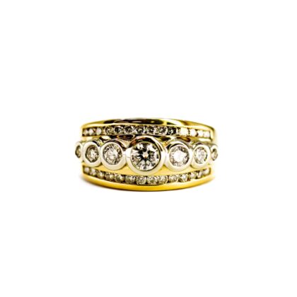 18ct Yellow Gold 1.08ct Diamond Multi-Row Ring Size Q #69517