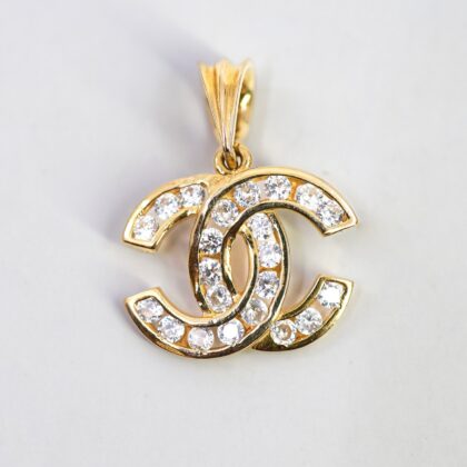 18ct Yellow Gold Cubic Zirconia CC Pendant #69908