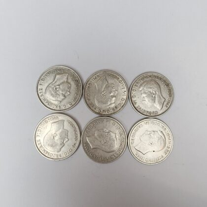 Monty's 6x 1943 Australian Florin Silver Coins Two Shillings Lot #69859