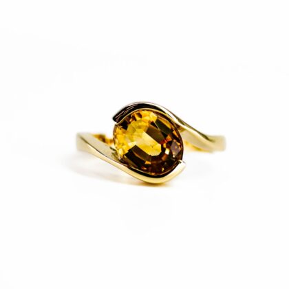 Monty's 9ct Yellow Gold Citrine Ring Size O #69959
