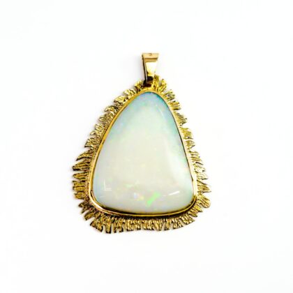 9ct Yellow Gold White Opal Pendant #67982