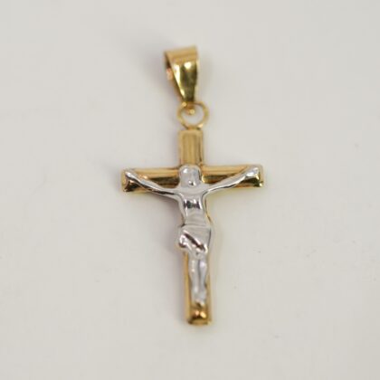 9ct Yellow and White Gold Crucific Cross Pendant #69762