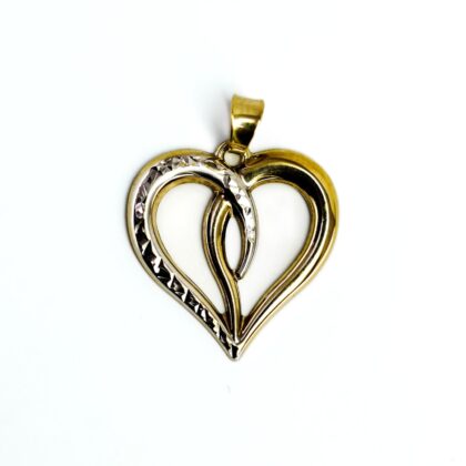 9ct Yellow and White Gold Heart Pendant #70009