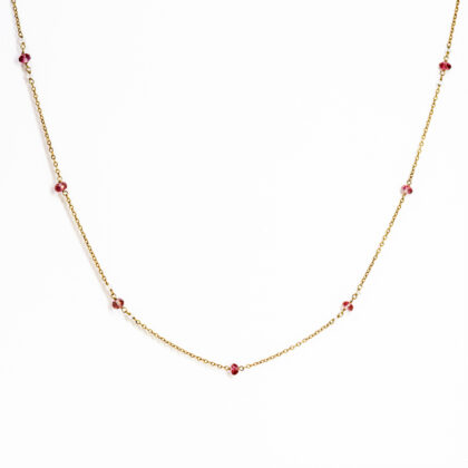 Gold Plated Pink and White Bead Necklace #69393