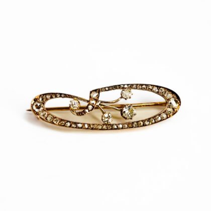 Antique 14ct Rose Cut Diamond Brooch #69405