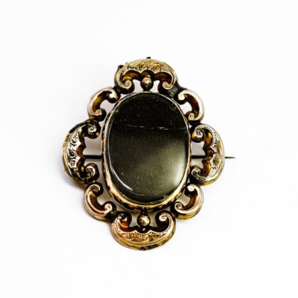 Antique 9ct Yellow Gold Mourning Brooch - repairs required #70017