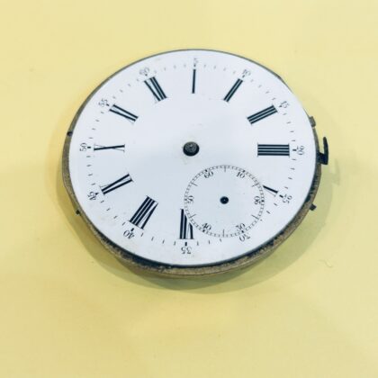 Antique Pocket Watch Movement & Dial 42mm White Roman Numerals - For Parts #69983-5