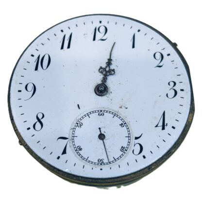 Antique Pocket Watch Movement & Dial 43mm White Arabic - For Parts #69983-8