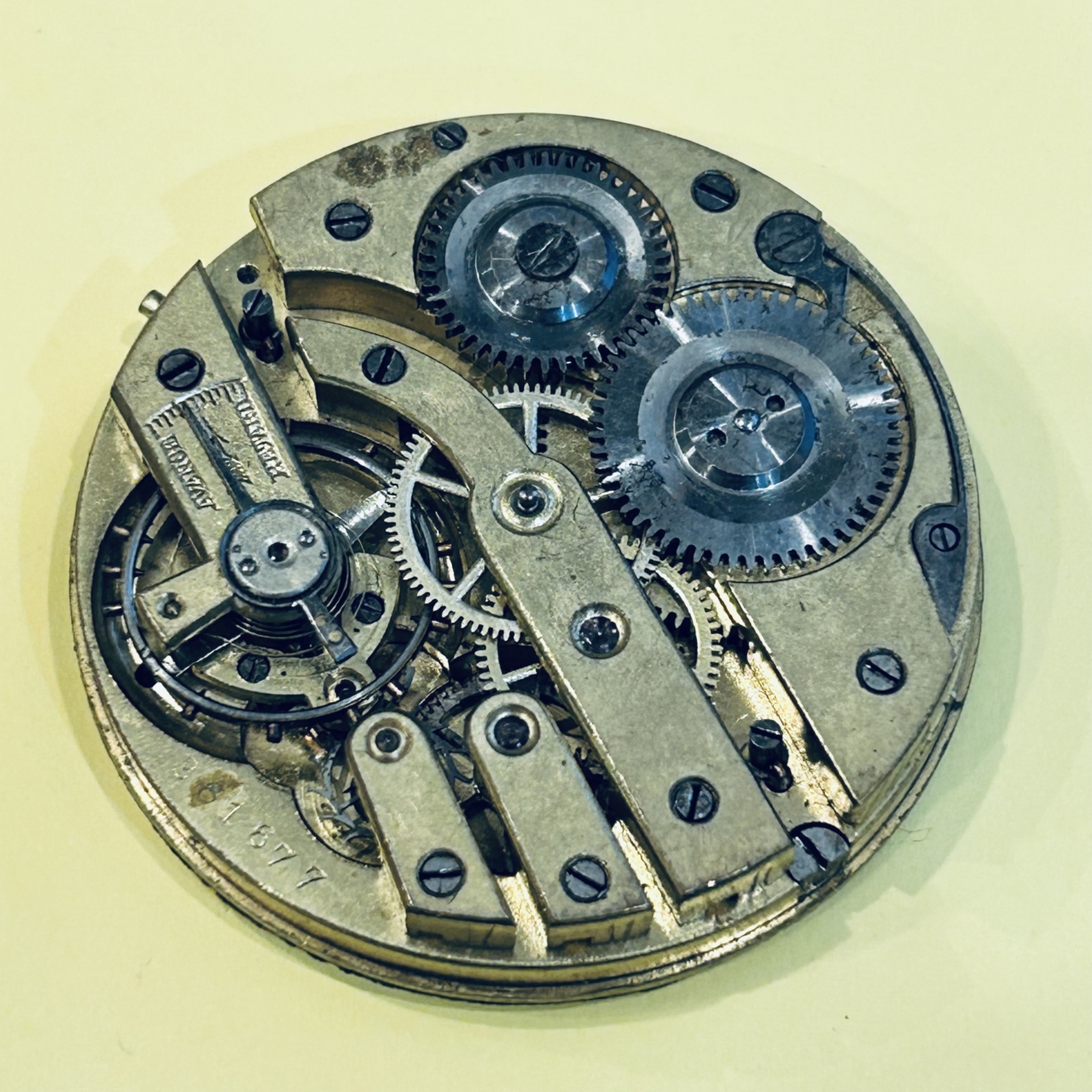 Antique Pocket Watch Movement & Dial 43mm White - For Parts #69983-12 ...
