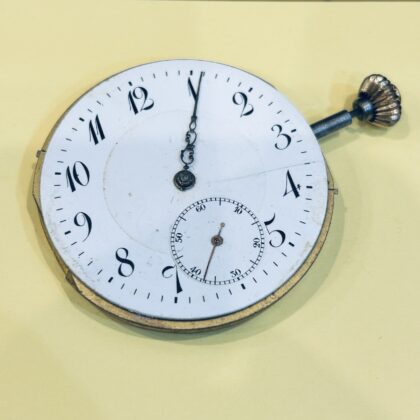 Antique Pocket Watch Movement & Dial 44.6mm White Arabic Numerals - For Parts #69983-1