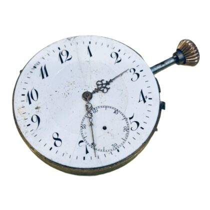 Antique Pocket Watch Movement & Dial 45mm White Arabic - For Parts #69983-9