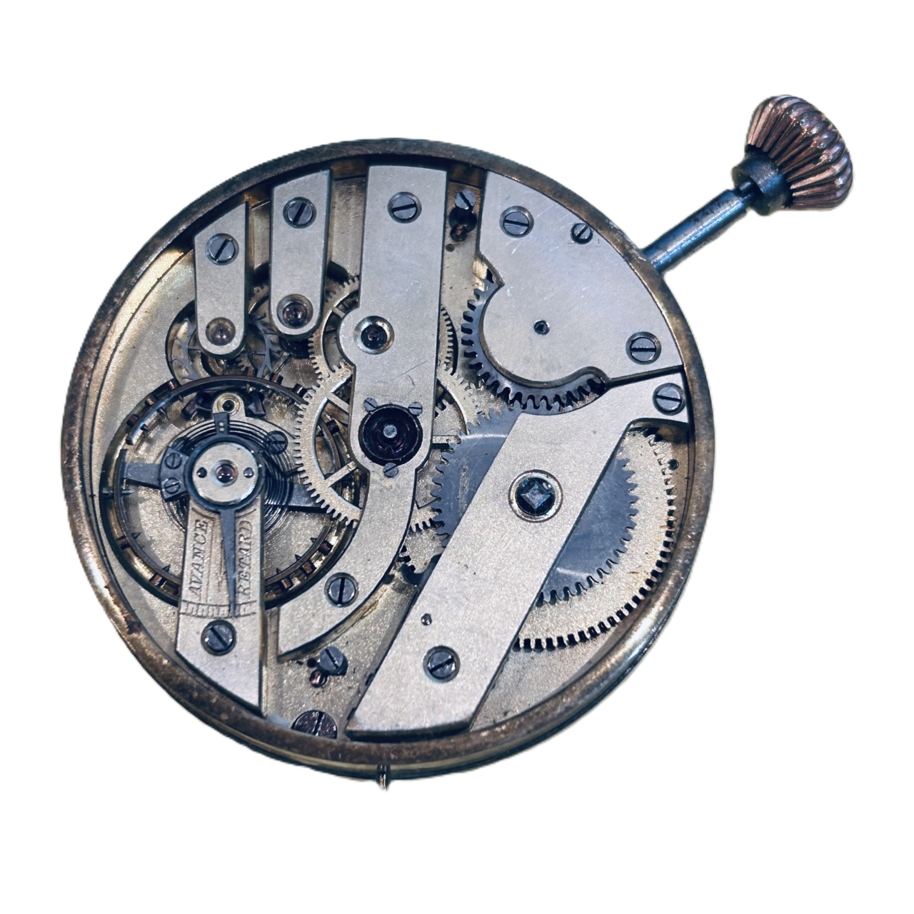 Antique Pocket Watch Movement & Dial 45mm White Arabic - For Parts #69983-9 Antique Pocket Watch Movement & Dial 45mm White Arabic - For Parts #69983-9 - Image 2