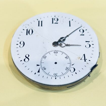 Antique Pocket Watch Movement & Dial 46.6mm White - For Parts #69983-7