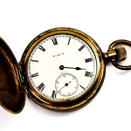 Antique c.1925 Elgin USA Gold Plated Pocket Watch 51mm As Is For Parts #59544