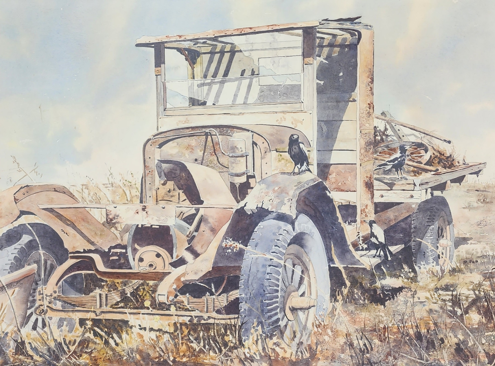 Christopher Matthews (Born 1958) Watercolour On Board – Rural Truck Scene – 740 x 540mm – Unframed #69736 Christopher Matthews (Born 1958) Watercolour On Board – Rural Truck Scene – 740 x 540mm – Unframed #69736 - Image 2