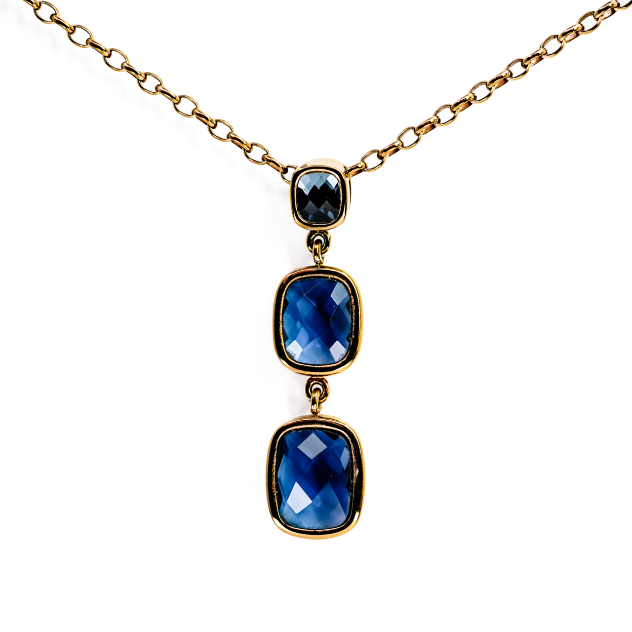 Foli Folie Gold Plated Three Stone Pendant and Necklace #69711 Foli Folie Gold Plated Three Stone Pendant and Necklace #69711