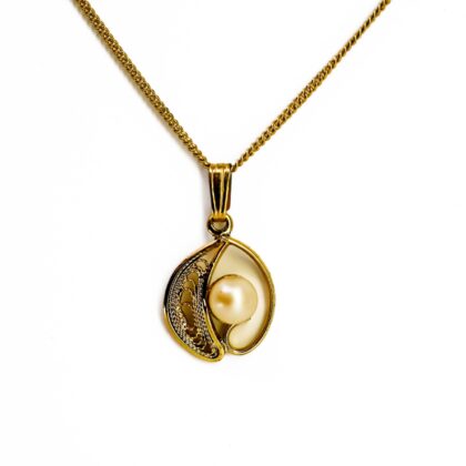 Gold Plated Imitation Pearl Pendant Necklace 45cm #69772