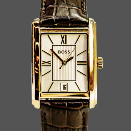 Hugo Boss Gold Quartz Watch 28mm Rectangular Dial HB.568.1.34.4229 Boxed #69472