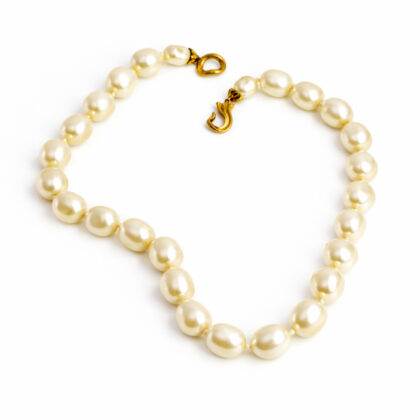 Large Imitation Pearl Gold Plated Necklace 48cm #69776