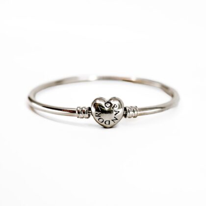 Pandora Sterling Silver 15.5cm Love Heart Clasp Bangle #69915