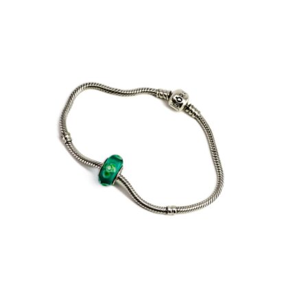 Monty's Pandora Sterling Silver Snake Bracelet with Murano Glass Charm #69589