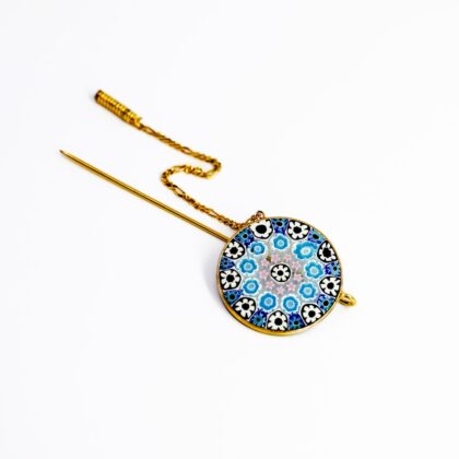 Seguso Archimede Murano Glass Pin / Badge Sterling Silver 24ct Gold Plated #69770