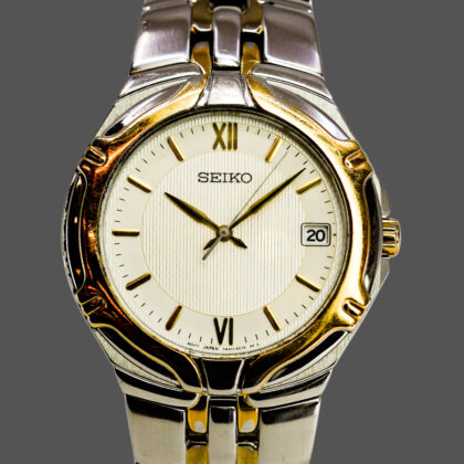 Seiko 7N42-6C10 Two-Tone Quartz Watch 37mm Date Classic 19cm Band #69934