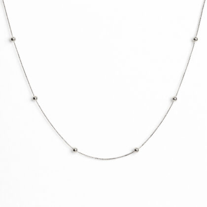 Sterling Silver Box Link & Ball Chain Necklace 70cm #69784