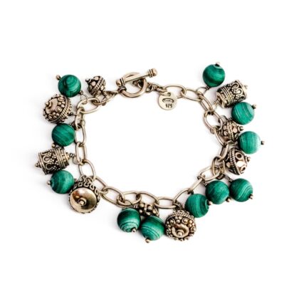 Sterling Silver Malachite Designer Bracelet By Ilaria 19cm #69938